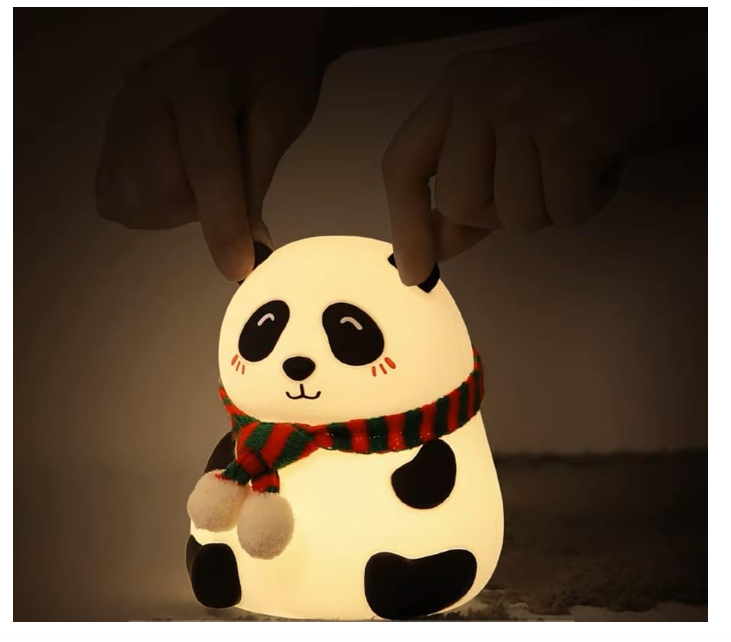 DORAHOMEZ  Silicone Kawaai Panda Lamp Perfect Nursery Night Lamp with & Color Changing Tap Control Toddlers Bedside Lamp Kids Room Decor